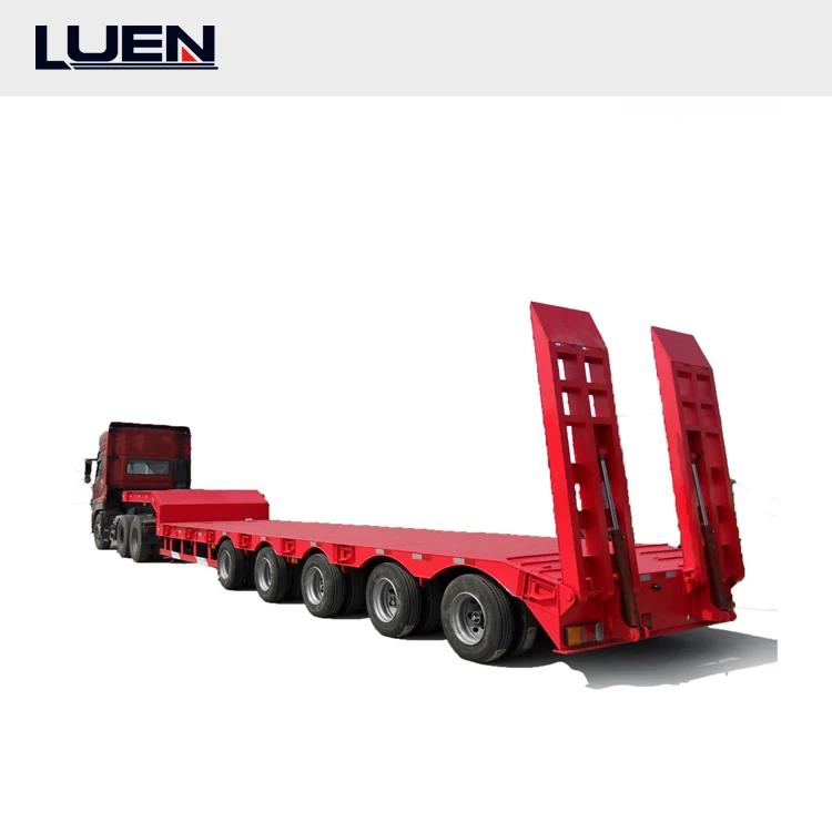 Hot sale 3 axis 4 axle 60 80 100 tons heavy duty gooseneck low loader low bed lowboy truck lowbed semi trailer