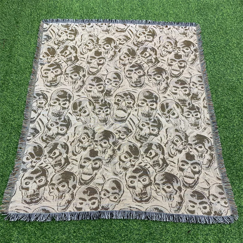 Manufacturer Quick Customization Logo  Tapestry Woven Polyester +Cotton Blanket Halloween Tapestry Hoodie  Throw Woven Design