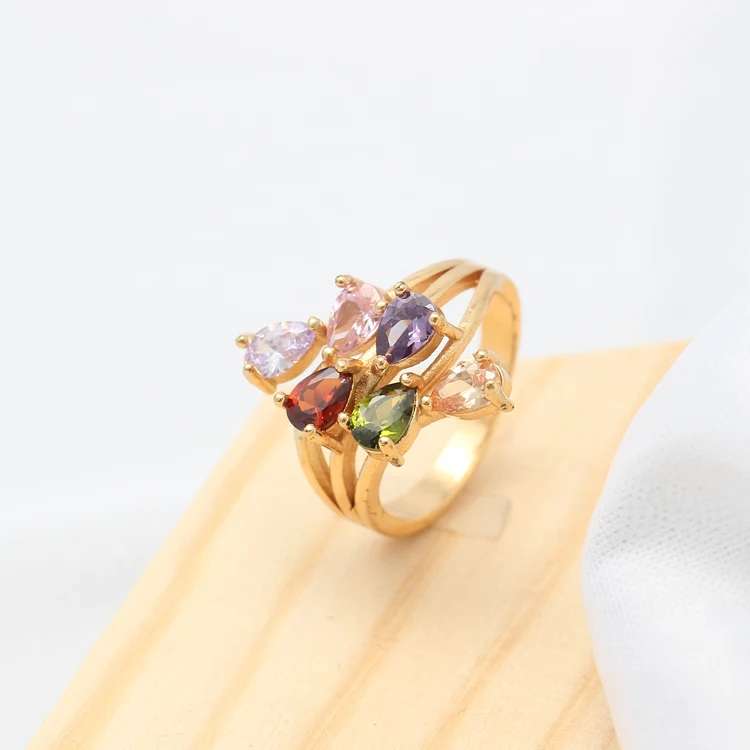 
Wholesale elegant ladies jewelry colorful design ring 