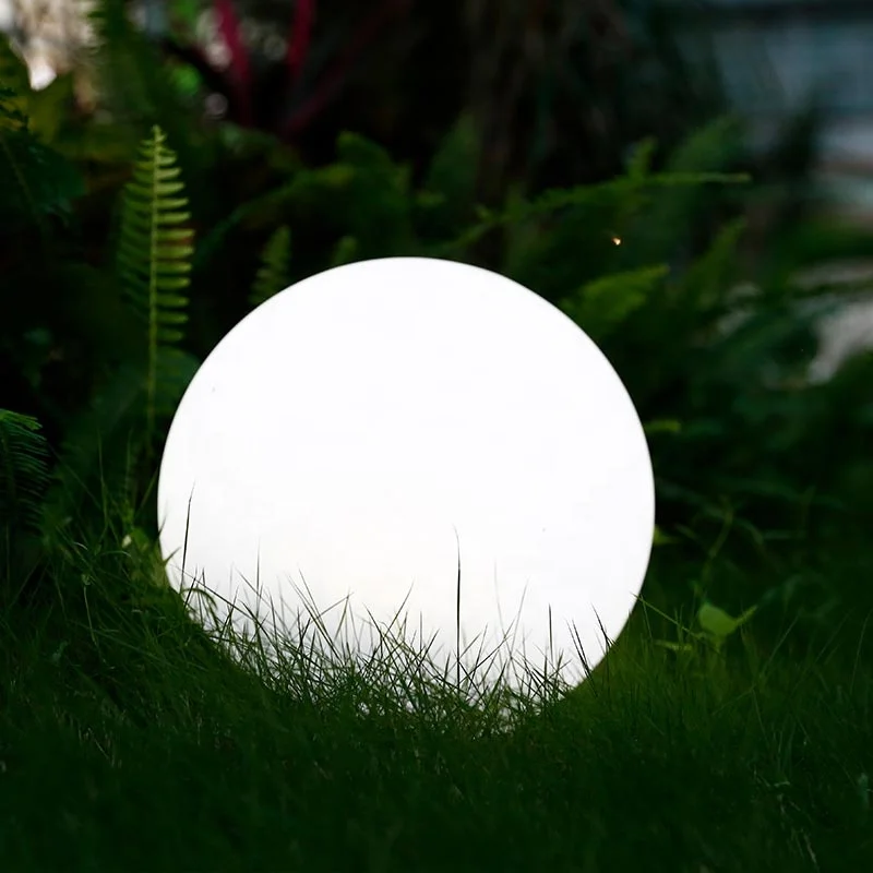 Outdoor Landscape Garden Lawn Yard Waterproof IR Remote Control Multi Color Integrated LED Lights Illuminated Sphere Floor Lamp