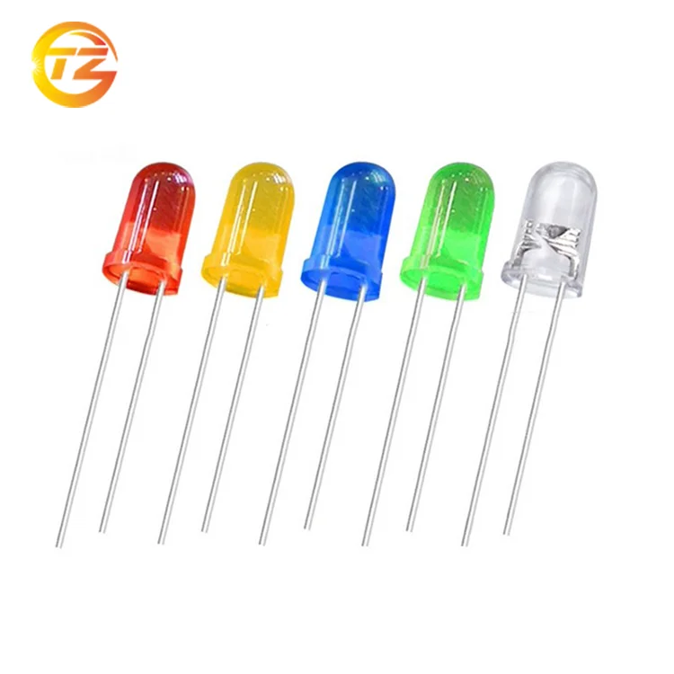5mm Round head LED Diodes yellow color water clear 5mm LED PTH diode long feet super light 5mm chip led diffused yellow