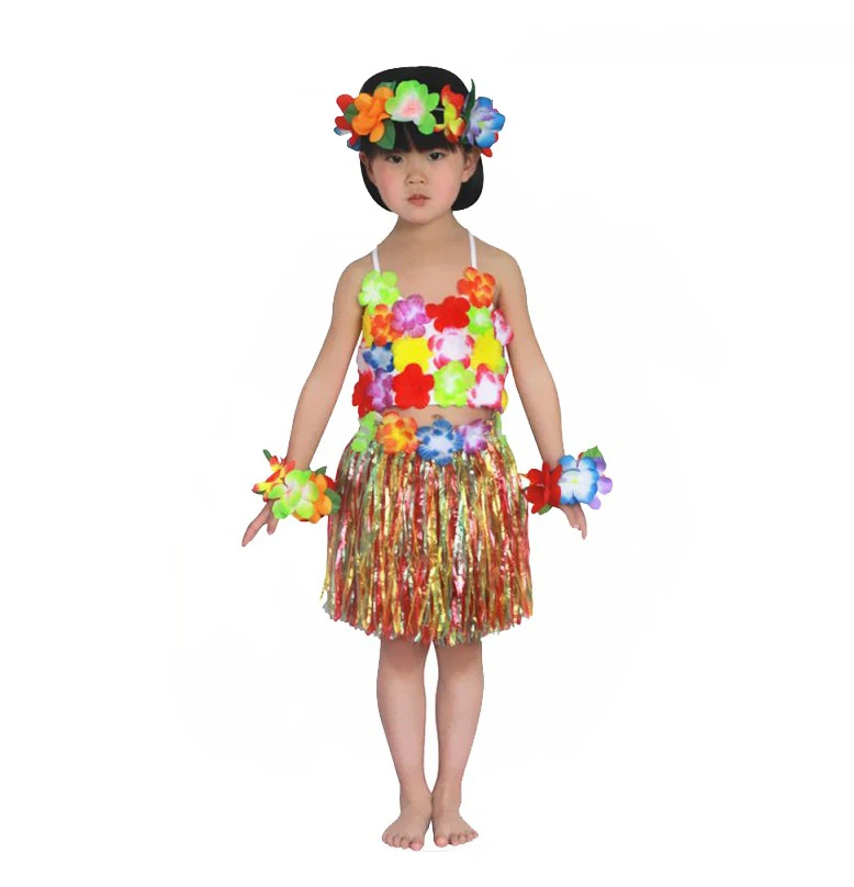 Hawaii flower raffia hula dance skirt costume for sale