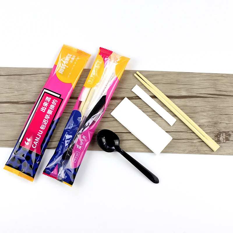 
Individual wrapped Cutlery Disposable Chopsticks Spoons set Customized 