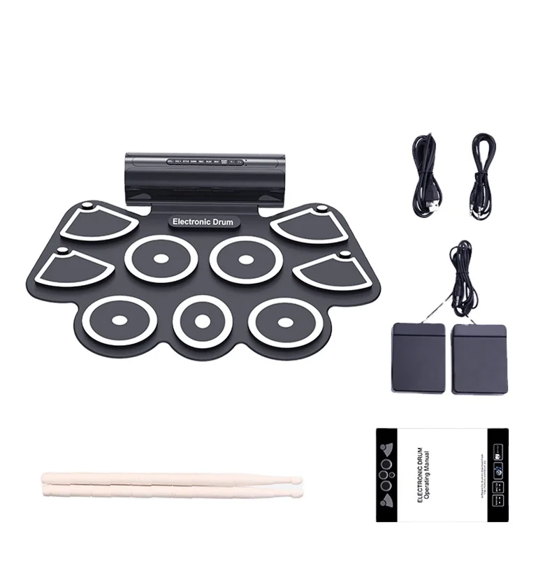 New Thickened Silicone Electronic drum 9-Sided Midi Drum Portable Hand Roll Drum Kit