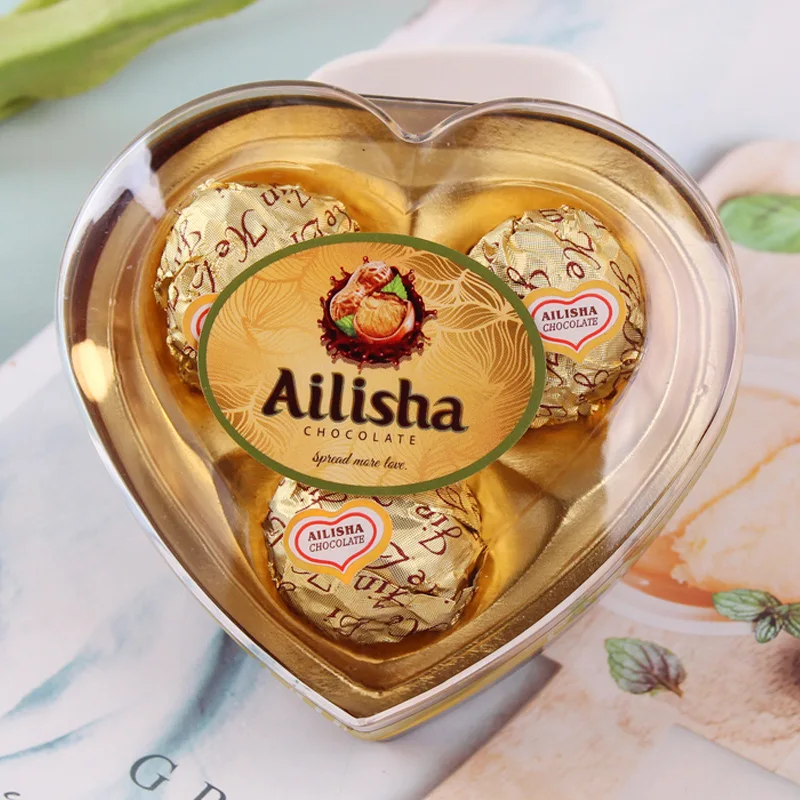 3Pcs Love Heart Gift Boxes Peanut Sweet Chocolate