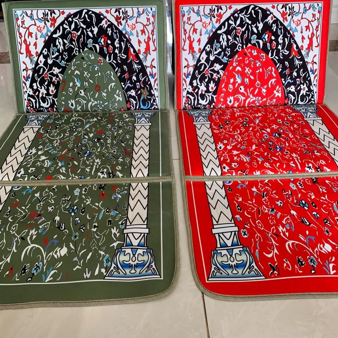  100% polyester Factory Mosque Muslim Prayer Mat Polyester Foldable Rug With