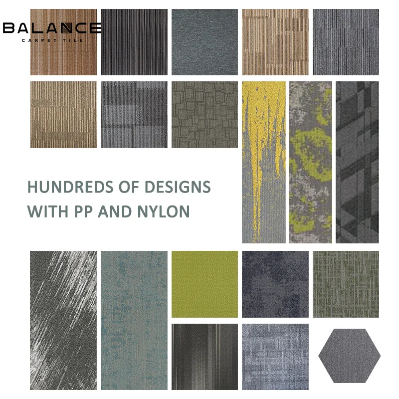 Square Carpet Factory Custom Alfombra Tapis  100% PP/Nylon Yarn PVC Backing carpet tiles 50x50 commercial office