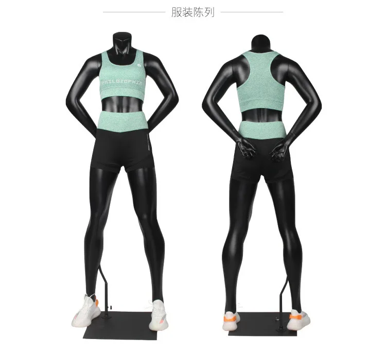 popular designed sporting life like standing headless sport female mannequin muscular woman model hands on back