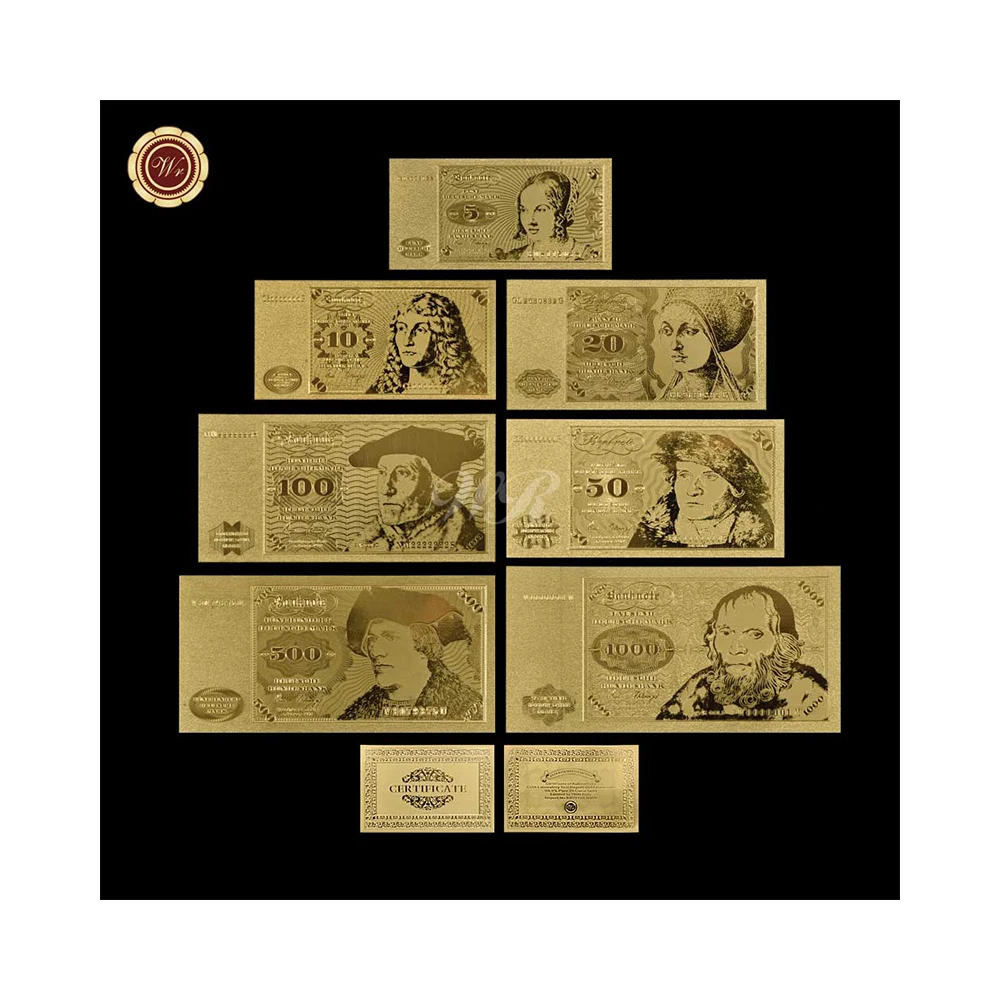 Wholesale Non-Currency Germany Commemorative Banknotes 1000 Euro Gold Foil Banknote Set for Collection