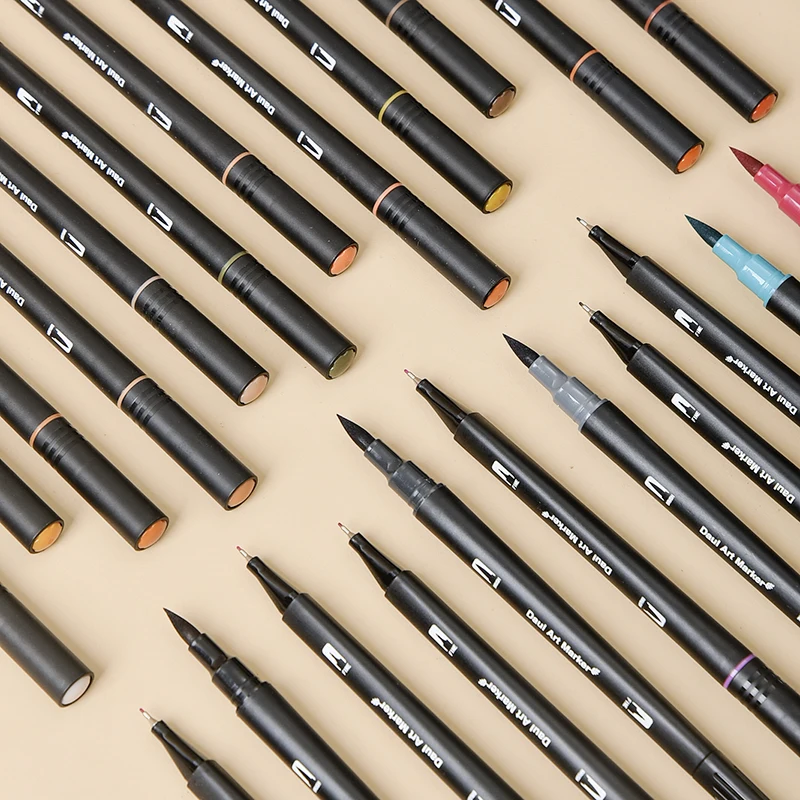 Wholesale Giorgione Marker 72colors Double triangle Tip Pens Watercolour Brush For Supplier