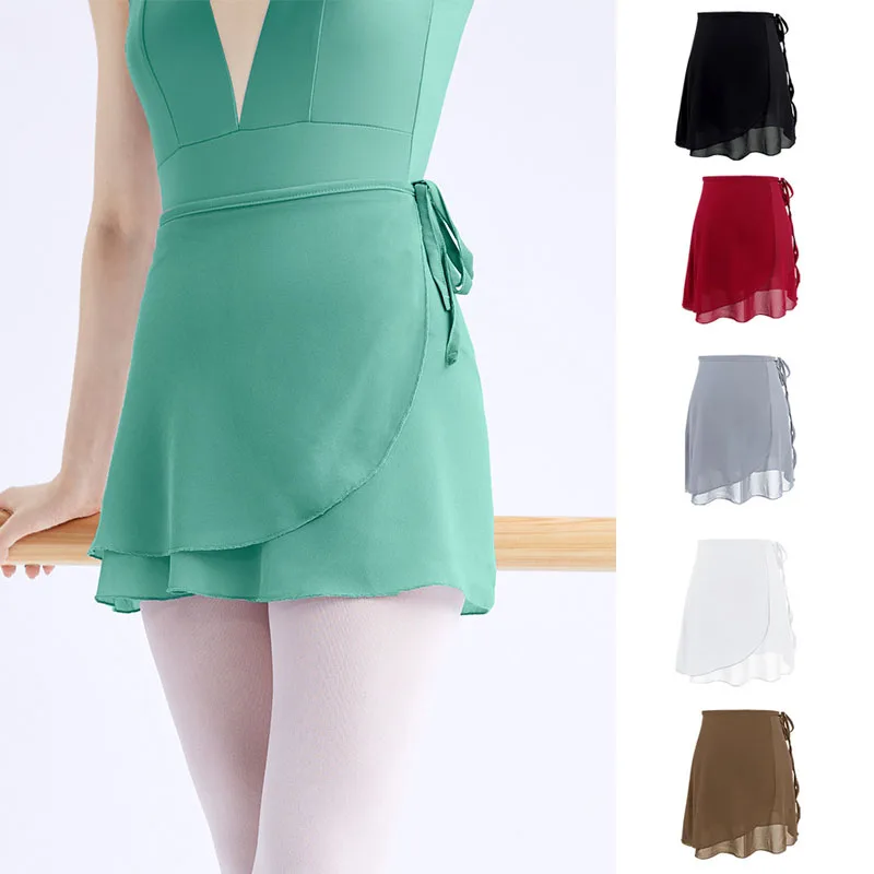Ballet Skirt Women Adult Long Wrap Chiffon Skirt Ballet Tutu Skate Skirt Adjustable Buckles Ballerina Dance Wear