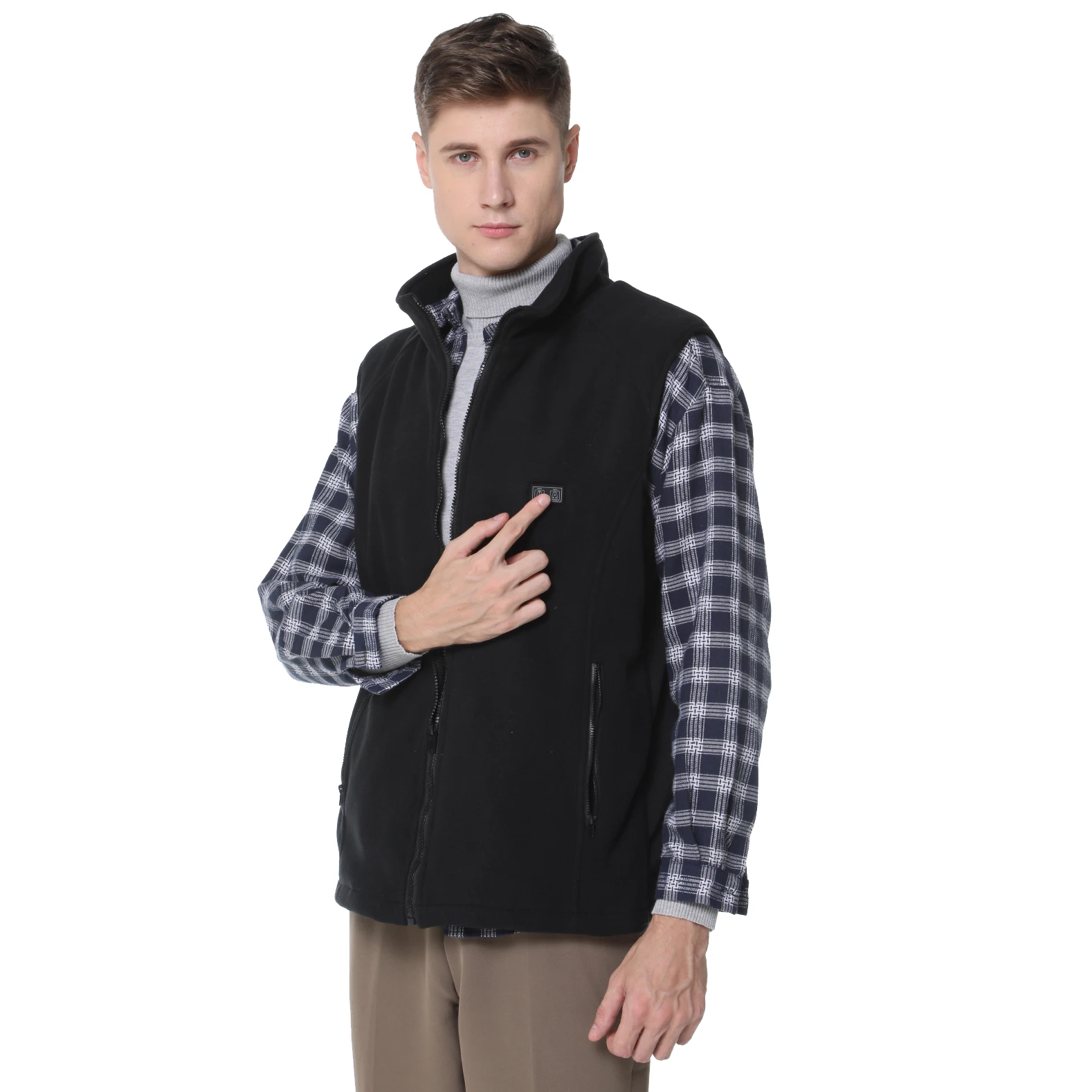 100% Polyester Micro-Polar Fleece Padded Knit Heated Vest with Far Infrared Tech