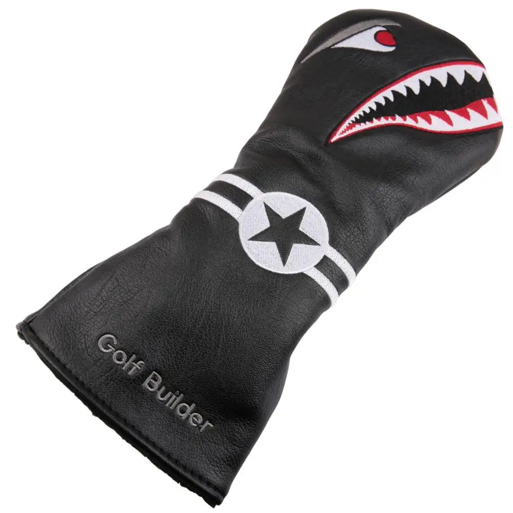Golf Builder Black Shark Golf Wood Head Cover for Golf Driver Fairway Hybrid FW UT 3PCS/SET