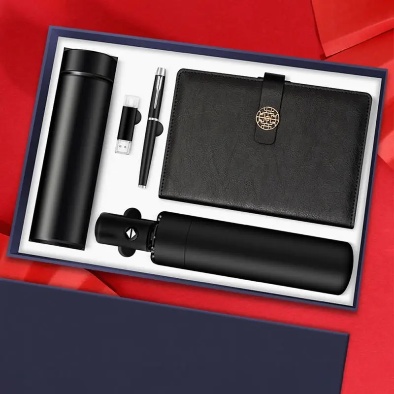 Wholesale Cheap Business Gift, Set Umbrella Vacuum Flask Usb Pen A5 Notebook Speaker Power Bank For Promotional Gift Set/