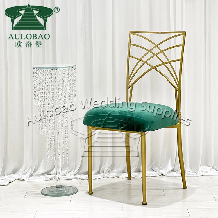 Wedding Hall Cross Back Aluminum Frame Chameleon Gold Chair With Cushion