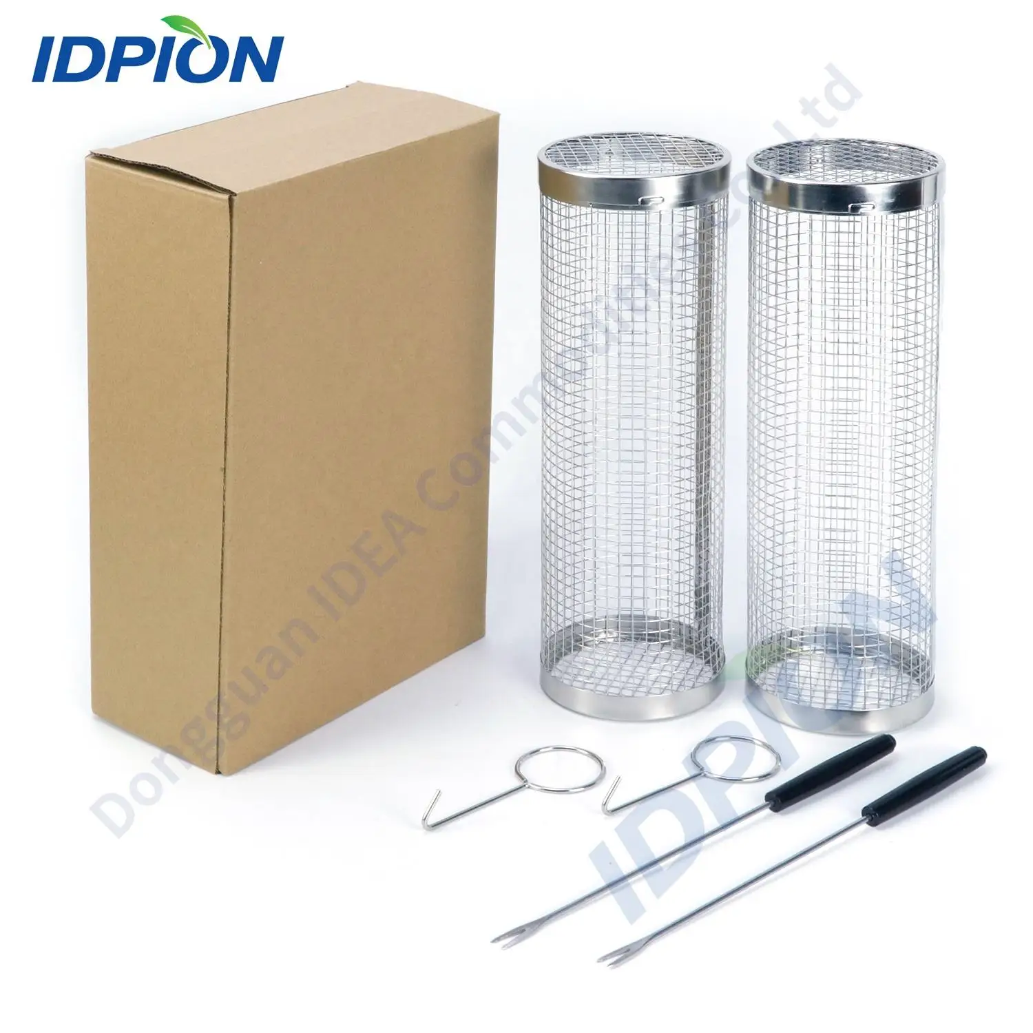 Portable 2pcs Round Tube Cylinder Barbeque BBQ Grill Basket 304 Stainless Steel Wire Mesh Rolling Grilling Baskets