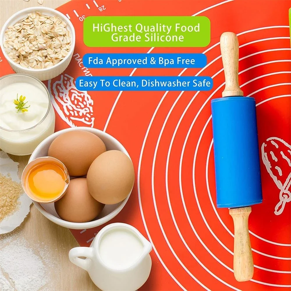  Новое поступление Высококачественная пищевая кухонная утварь 29*4 см и жаростойкая силиконовая Скалка с деревянной ручкой