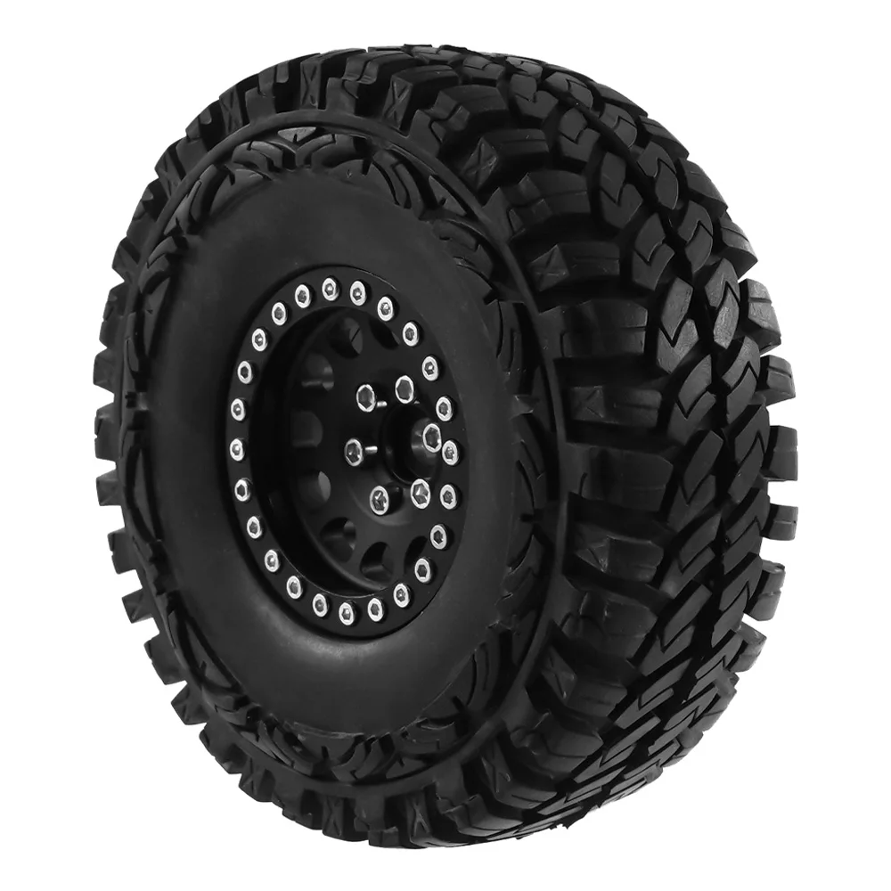 Original Metal 1.9 Inch Beadlock Wheel Rims Hub Rubber Tires Set for Axial Wraith TRX-4 1/10 RC Crawler Model Car Parts