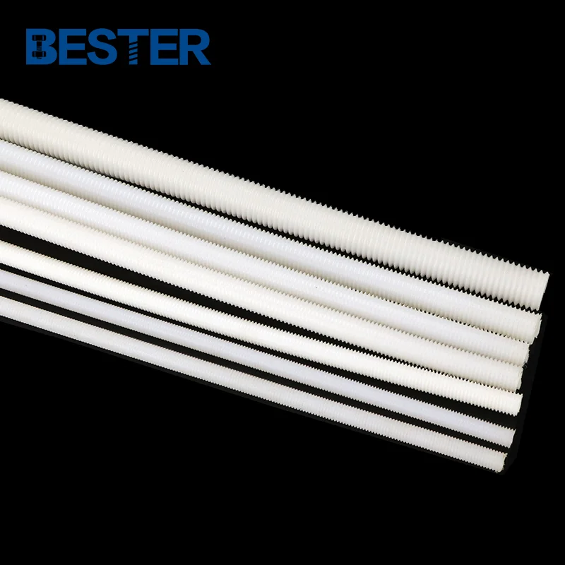 Factory low price DIN975 m9 white nylon pc plastic round threaded bar rod with fine thread