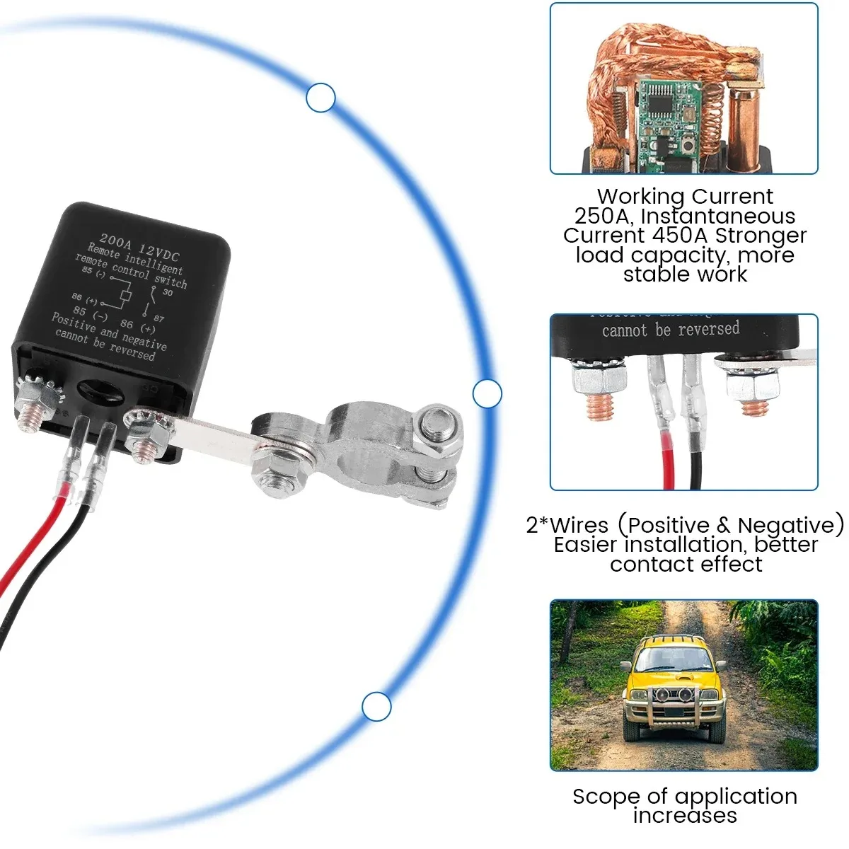 4 Pin Wireless Relay Car Automotive 12V 120A 200A  Car Kill Switch Anti-Theft with For Automotive Car Truck Motor Boat