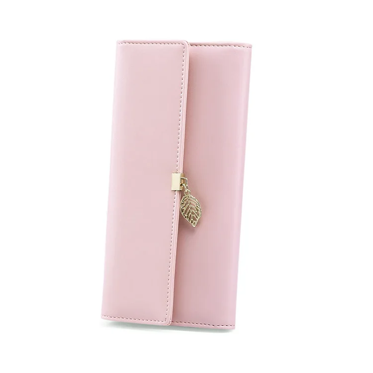 Pu  Long Wallet Leaf Pendant clip zipper zero wallet RFID anti-theft brush large capacity Wallet