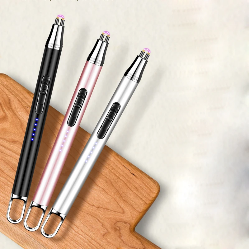 2024 Fashion Windproof Rechargeable USB Electric  Arc Lighter Single Plasma Lighters BBQ Lighter for Kitchen Candle