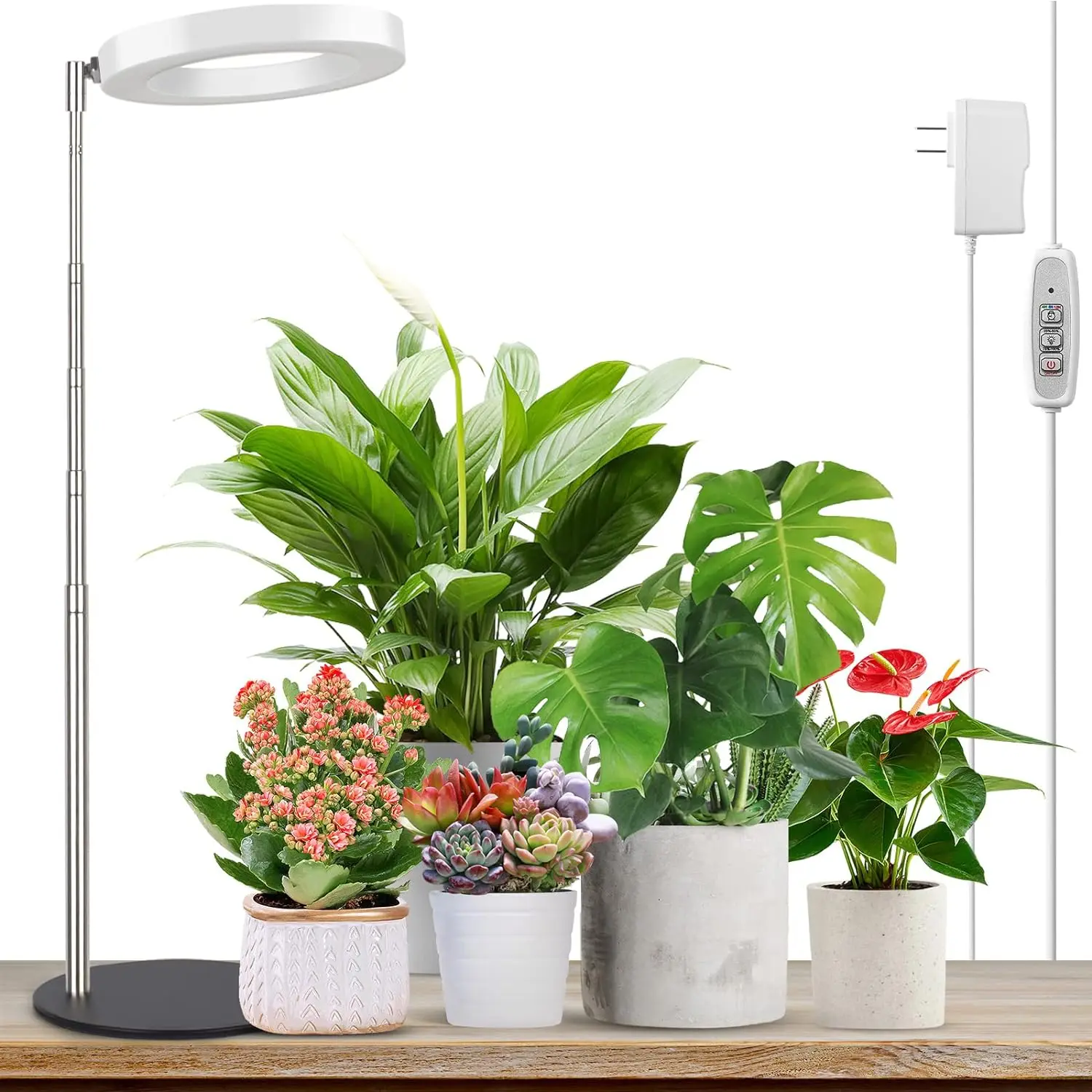 LED Plant Grow Light for Indoor Plants Growing Full Spectrum Desk Growth Lamp with Automatic Timer  Dimmable  Height Adjustable