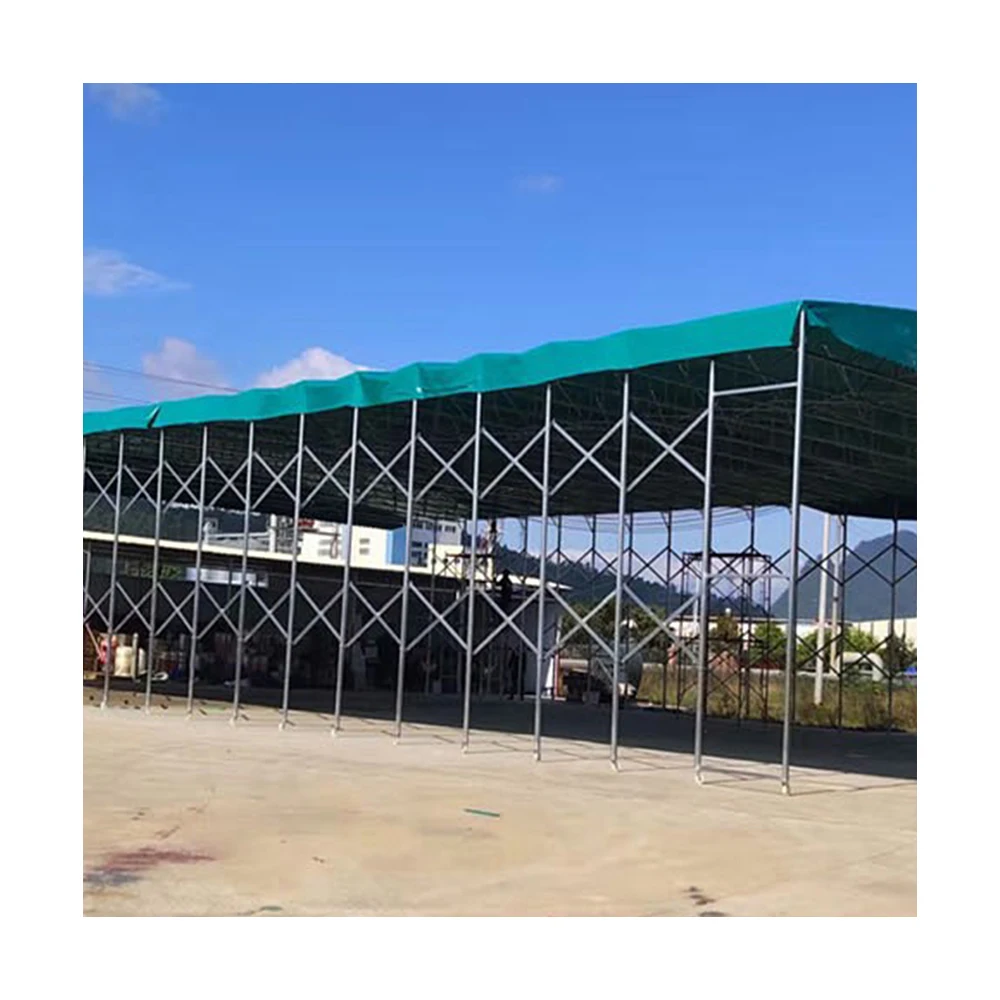 Large logistics warehouse sliding awning outdoor construction site movable retractable awning mobile parking shed