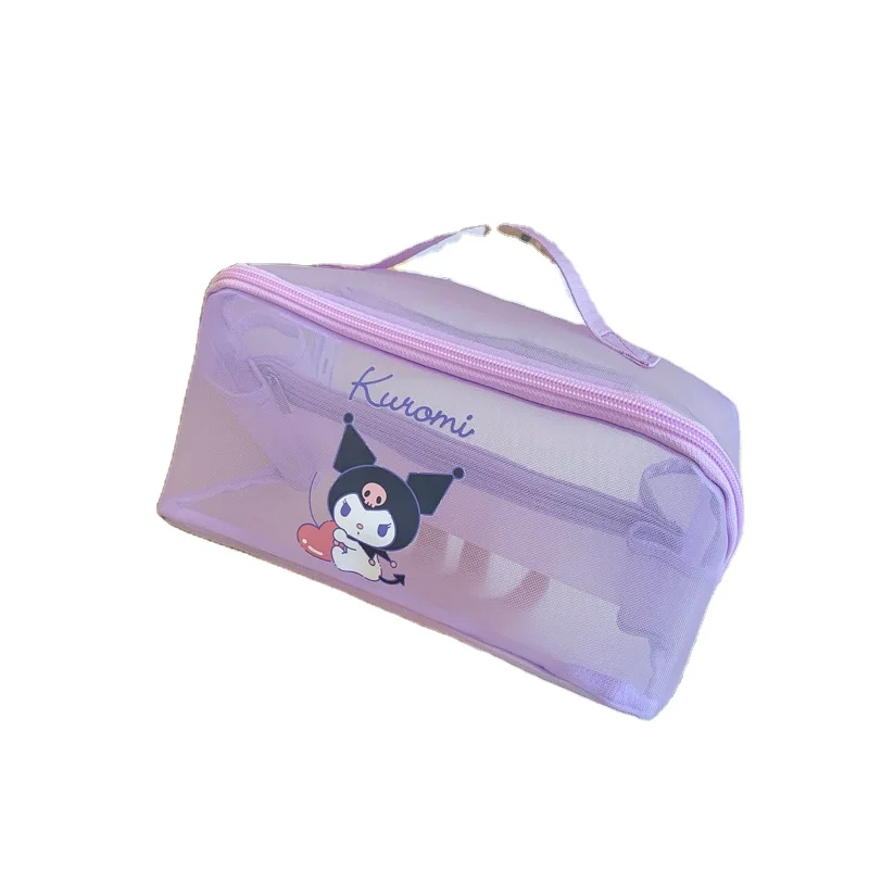 2024 Hot sale Anime Melody children gauze mesh makeup bag cartoon Cinnamoroll  transparent pencil  bag