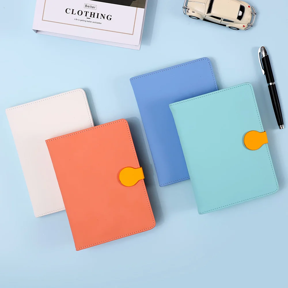 Customize Logo Hot Sales Leather Magnetic Pastel Color Macaron Hardcover Notebook for office