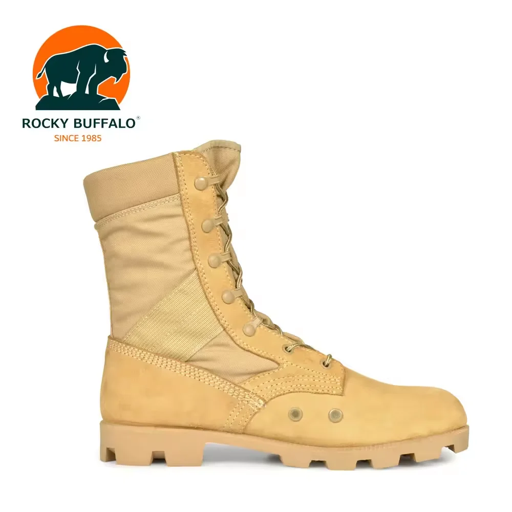 Rocky Buffalo Genuine DMS Tan Reverse Grain Cordura Steel Shank Rubber Outsole Unisex Summer/Winter/Spring Panama Construction