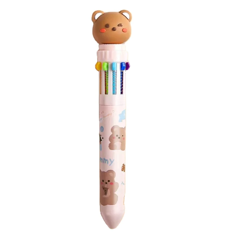 Wholesale press one multi-color ten color ballpoint pen multi-color ballpoint pen 10 colors