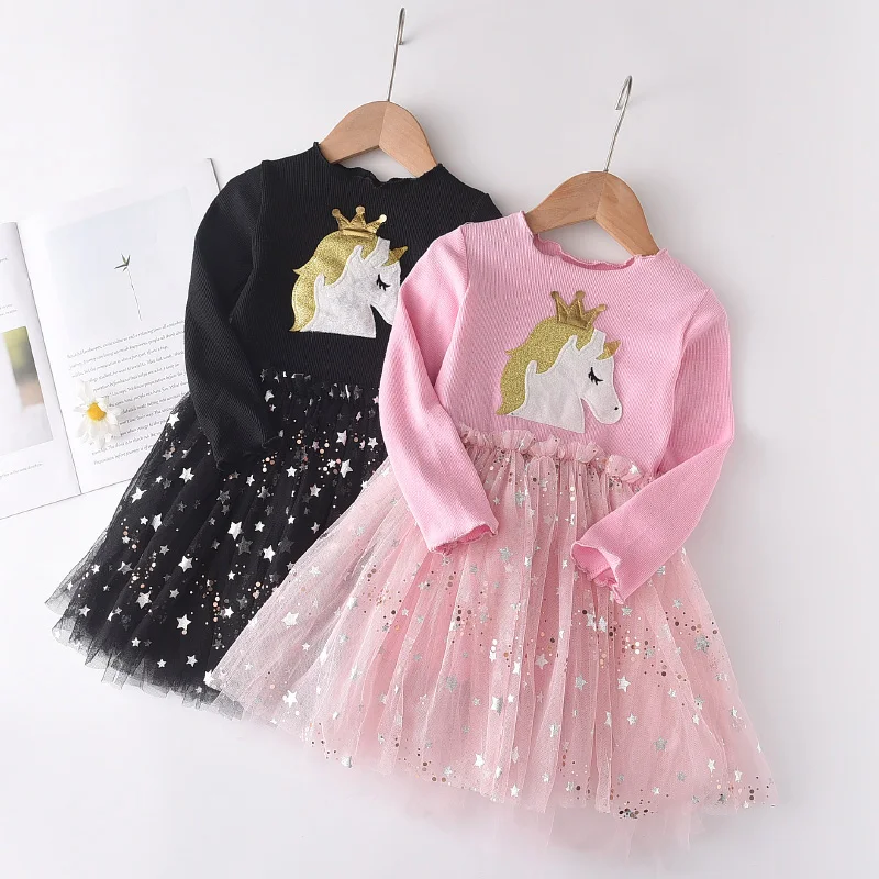 Unicorn Party Cartoon Dresses For Girls Clothing Kids Princess Dress For Kids Cartoon Dress