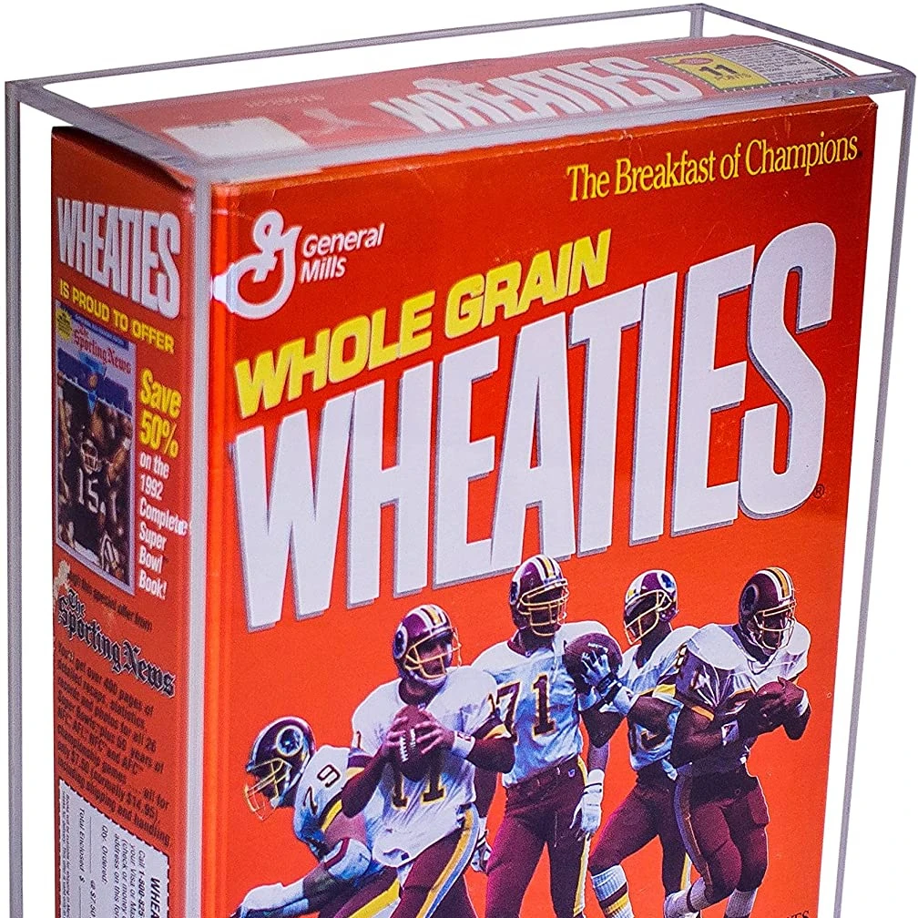 Yageli Clear Acrylic Collectible Supplies Wheaties Cereal Box Wall Mountable Deluxe Display Case