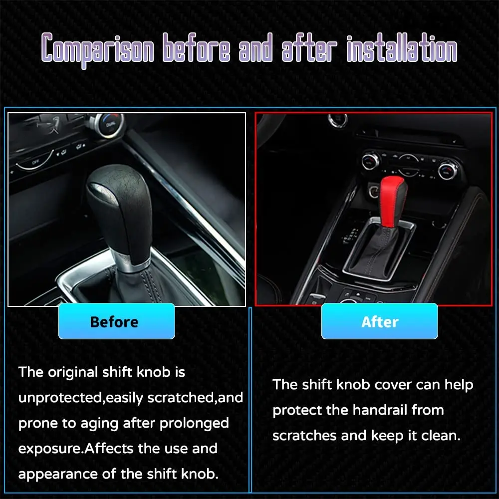FOR Mazda 3 6 CX-3 CX-5 CX-9 Customized Interior Accessories 2016-2023 Leather Automatic Shift Handle Cover Rod Sheath