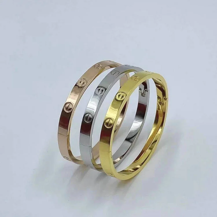 Gold Silver Rose Gold Titanium Steel Bracelet inlaid with Exquisite Diamond with Butterfly and Flower Pattern