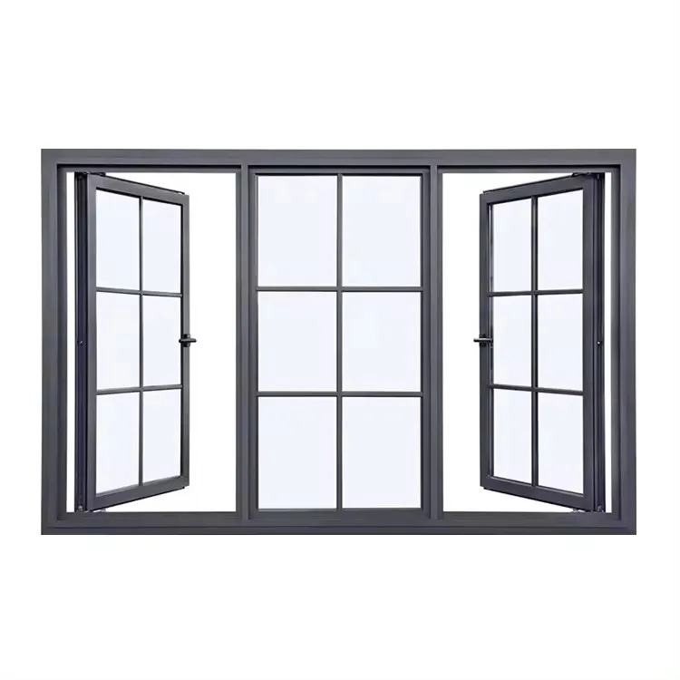 HANSE manufacturer house apartment double glazed aluminum frame swing double tempered glass windows mosquito net window