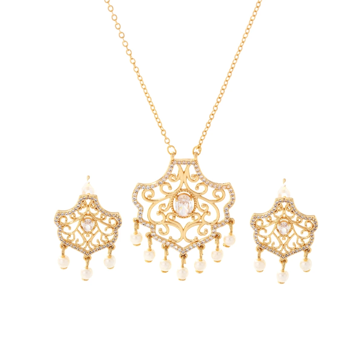 CDD Boho Vintage Tassel Indian Wedding Necklace Earrings Sets for Women Ultra Luxury Zircon Jewelry Set