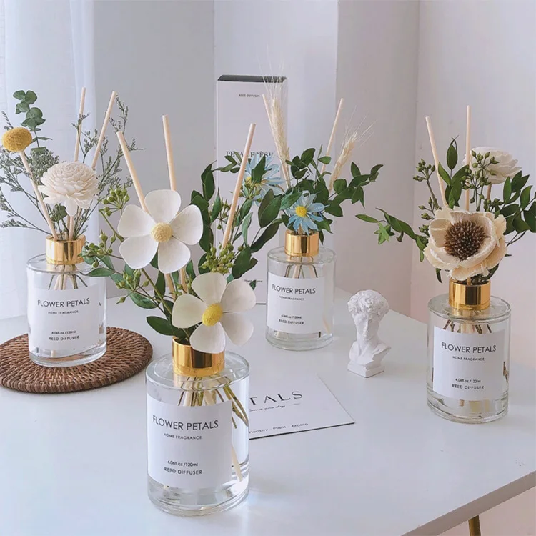 Multi Home Fragrance Diffuser With Stick And Fragrance Liquid And Beautiful Dried Flowers