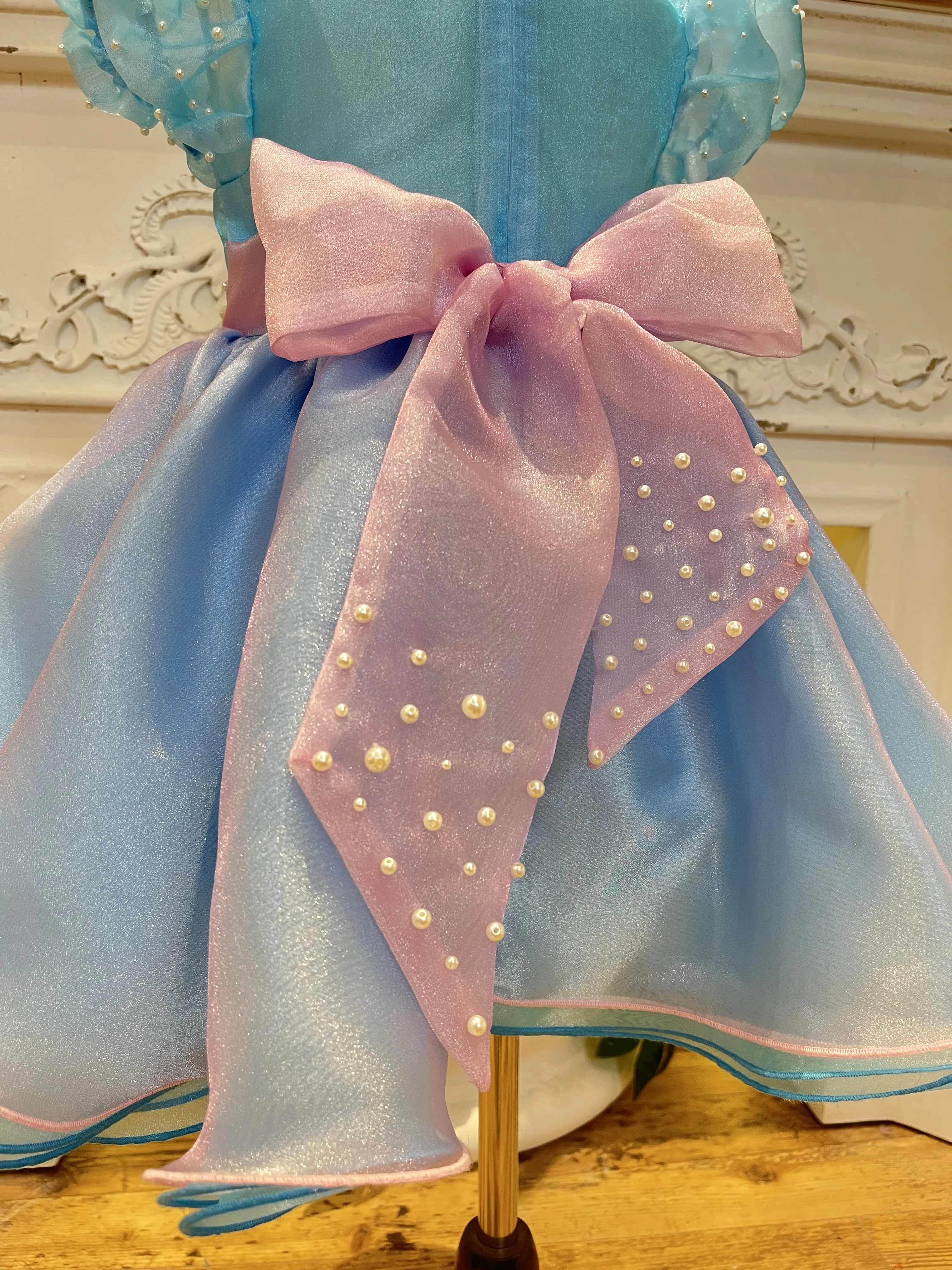 Little Girls Ruffle Sleeve Kids baby shower sky blue dresses baby dress 2-6 years baby Girls Mermaid party dress