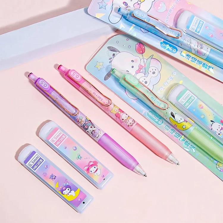 2024 Sanrioed Mechanical Pencils My Melody Kuromi Cinnamoroll 0.5mm Automatic Pencils stationery sets