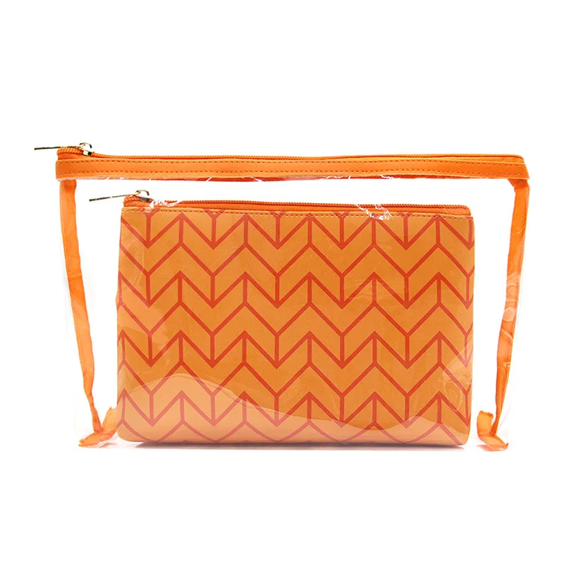 Custom logo waterproof mermaid wash pouch carry-on hand bag women holographic mini 2 in 1 clear zipper cosmetic makeup bag pouch