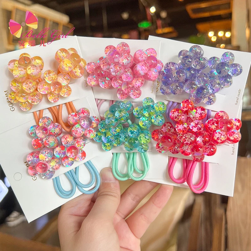 BELLEWORLD new design hot selling bandas de accesorios para pelo hair ties bulk glitter flower round ball hair band