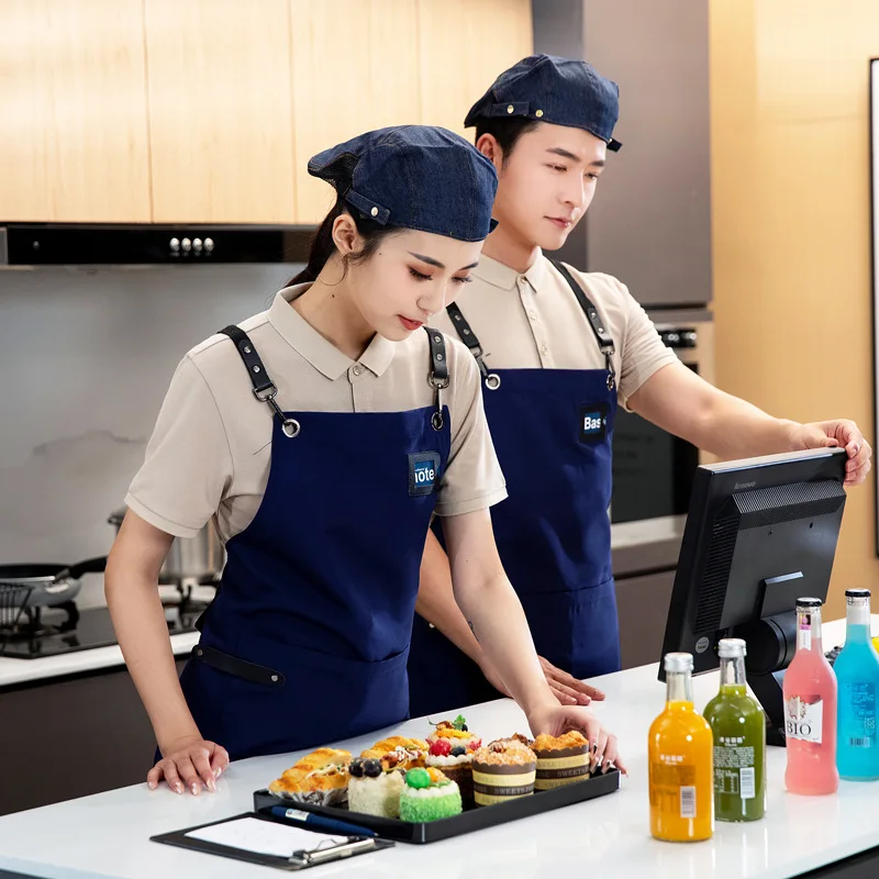 Denim Apron Embroidery Waterproof Work Tool Apron Canvas  Apron Custom Logo