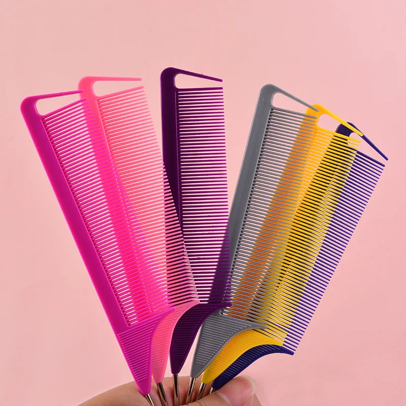 Wholesale Salon Hairdressing Rat Tail Comb Anti Static Heat Resistant Parting Hair Comb Metal Pin Tail Carbon Braiding Comb