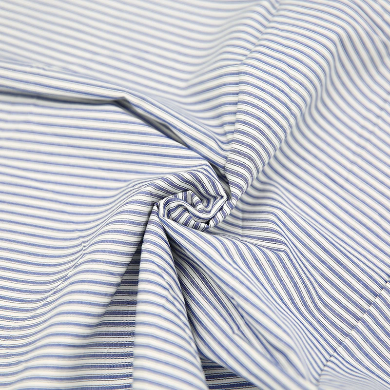 Polyester Blended Strip Egyptian Cotton Fabric Shirt Pocket Fabric COMBED Woven Plain Lightweight Solid Mercerized Wash Cotton