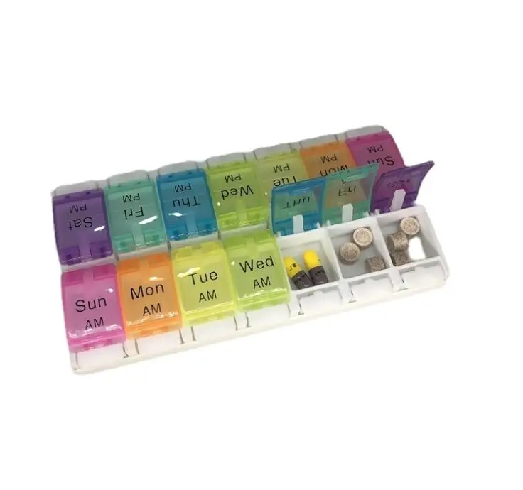 400331 Factory Custom Large Travel 7 day daily monthly weekly pill organizer storage boxes 2 times a day