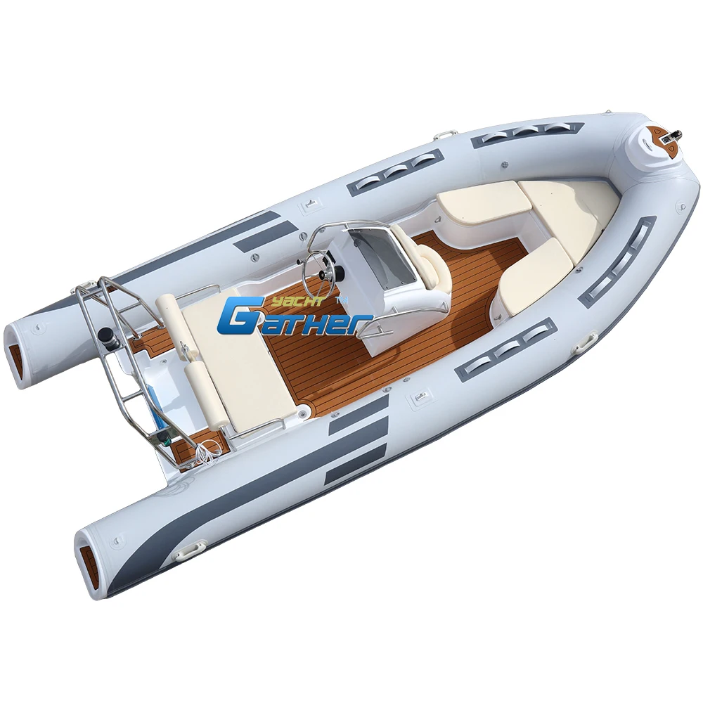 Europe 17ft Fiberglass Hull Inflatable Boat RIB520E Hypalon 8 Capacity With console,front sundeck,EVA floor and ss bar for sale