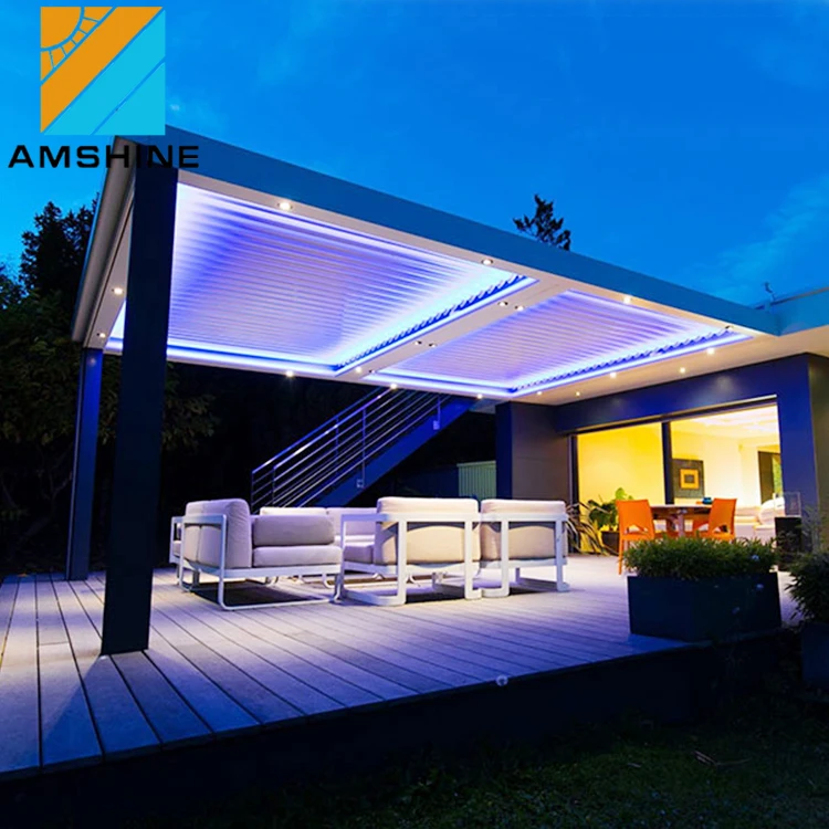 Canada standard bioclimated motorized outdoor pergola gazebo pavilion for restaurants