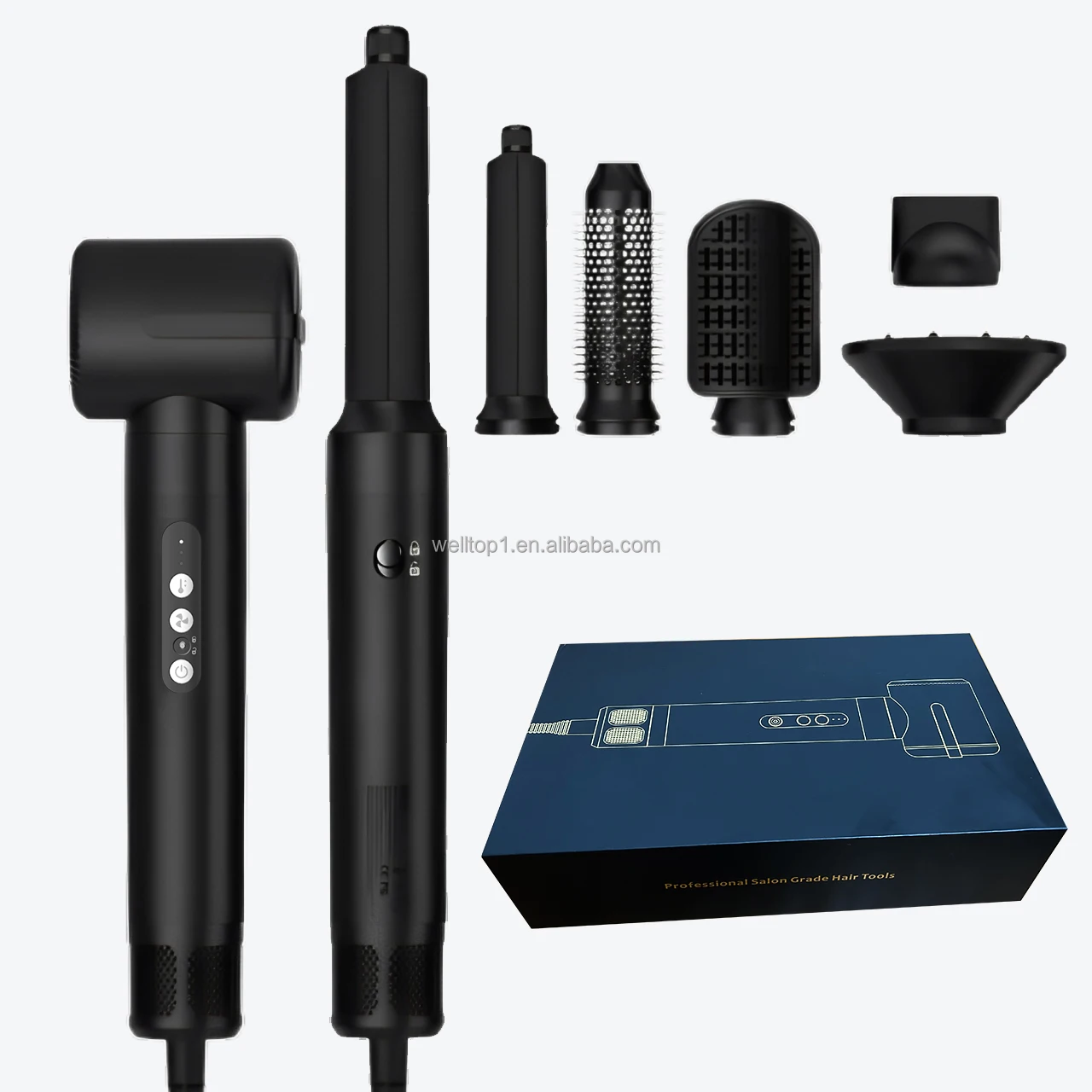 Professional 7 in 1 Hair Styling Tools Complete Styler Set Blower Brush Hair Dryer Extensions Styler